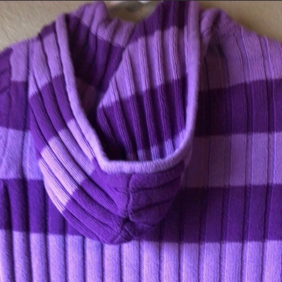Girls Jacket Arizona Y2K Sweater Hoodie Jacket Purple Striped Zip Up Girls XL 6X - Picture 8 of 11